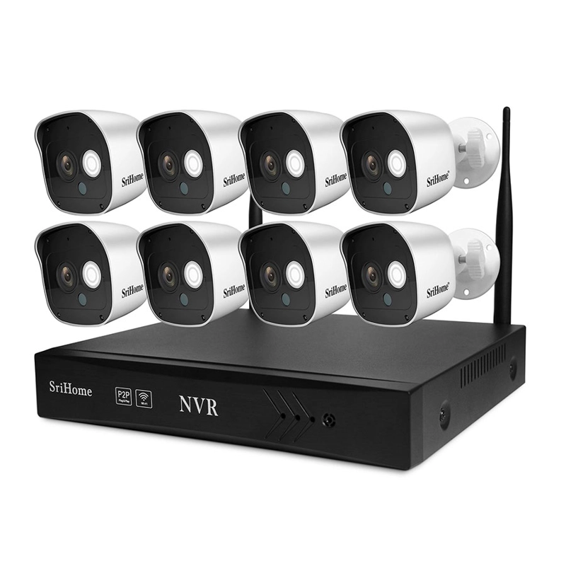KIT SRIHOME NVR INALÁMBRICO 8 CÁMARAS DE SEGURIDAD IP WIFI 1080P 2MP SRICAM NVS002