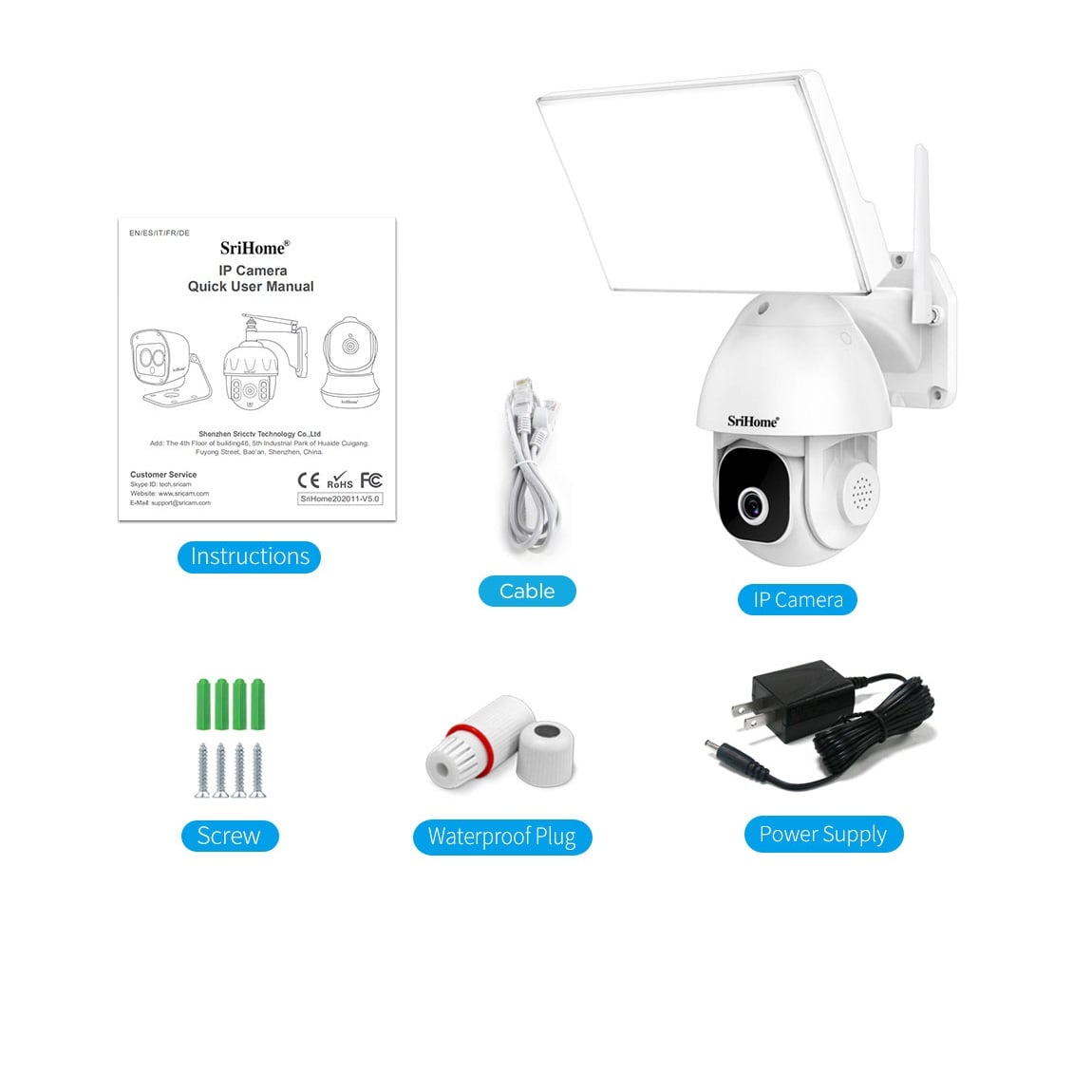 CÁMARA IP SRIHOME WIFI 5MP 1920P 5G SH039 CON FOCO LED AUDIO Y RANURA MICRO SD - 4