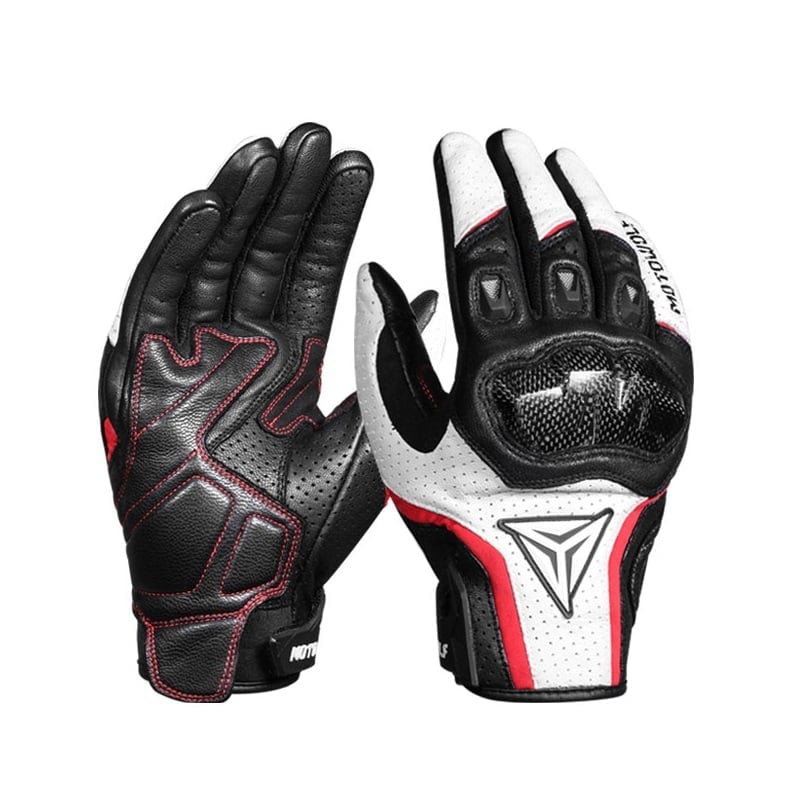 GUANTES PARA MOTOCICLISMO MOTOWOLF DE CUERO MDL0305 - BLANCO - 1