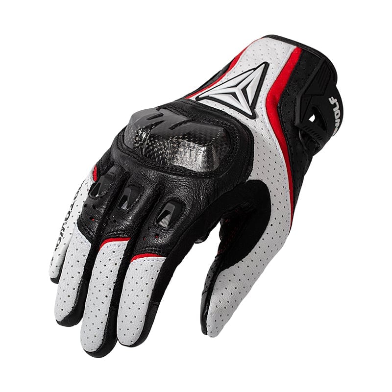 GUANTES PARA MOTOCICLISMO MOTOWOLF DE CUERO MDL0305 - BLANCO - 2