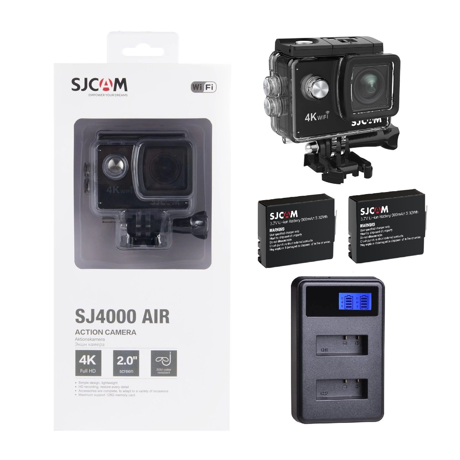 CÁMARA DE ACCIÓN SJCAM WI-FI 4K SJ4000 AIR + 2 BATERÍAS + CARGADOR LED - 3