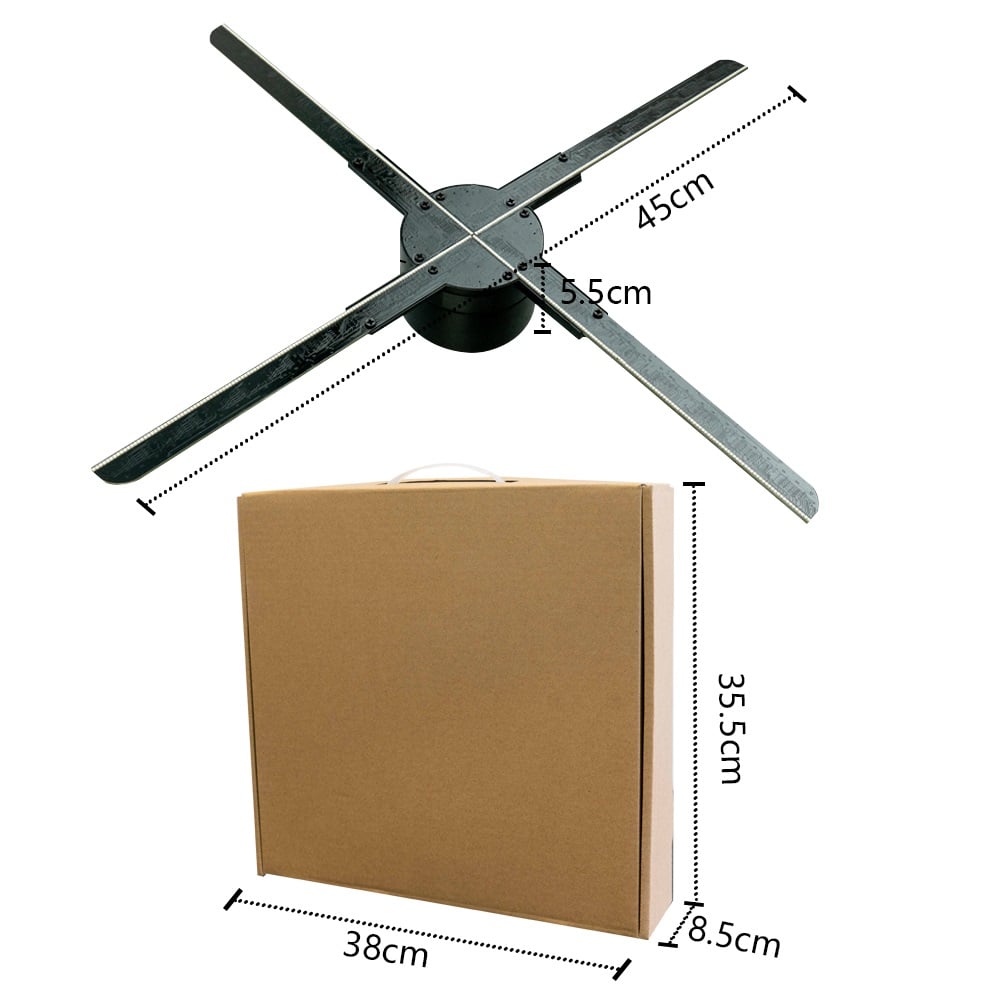 PROYECTOR AAO HD (1280 X 720) PUBLICITARIO HOLOGRÁFICO 3D V45 45CM 510 LED 1400X512 - 4