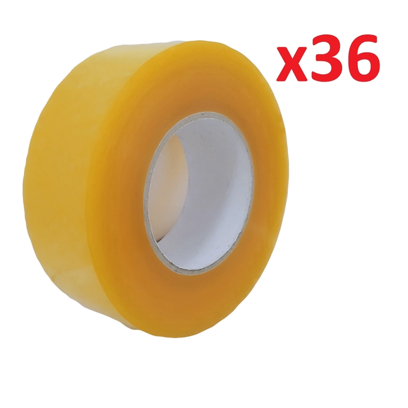 PACK X 36 HUINCHAS DE EMBALAJE CASTLETEC AMARILLA 300 MTS 48MM ANCHO - 1