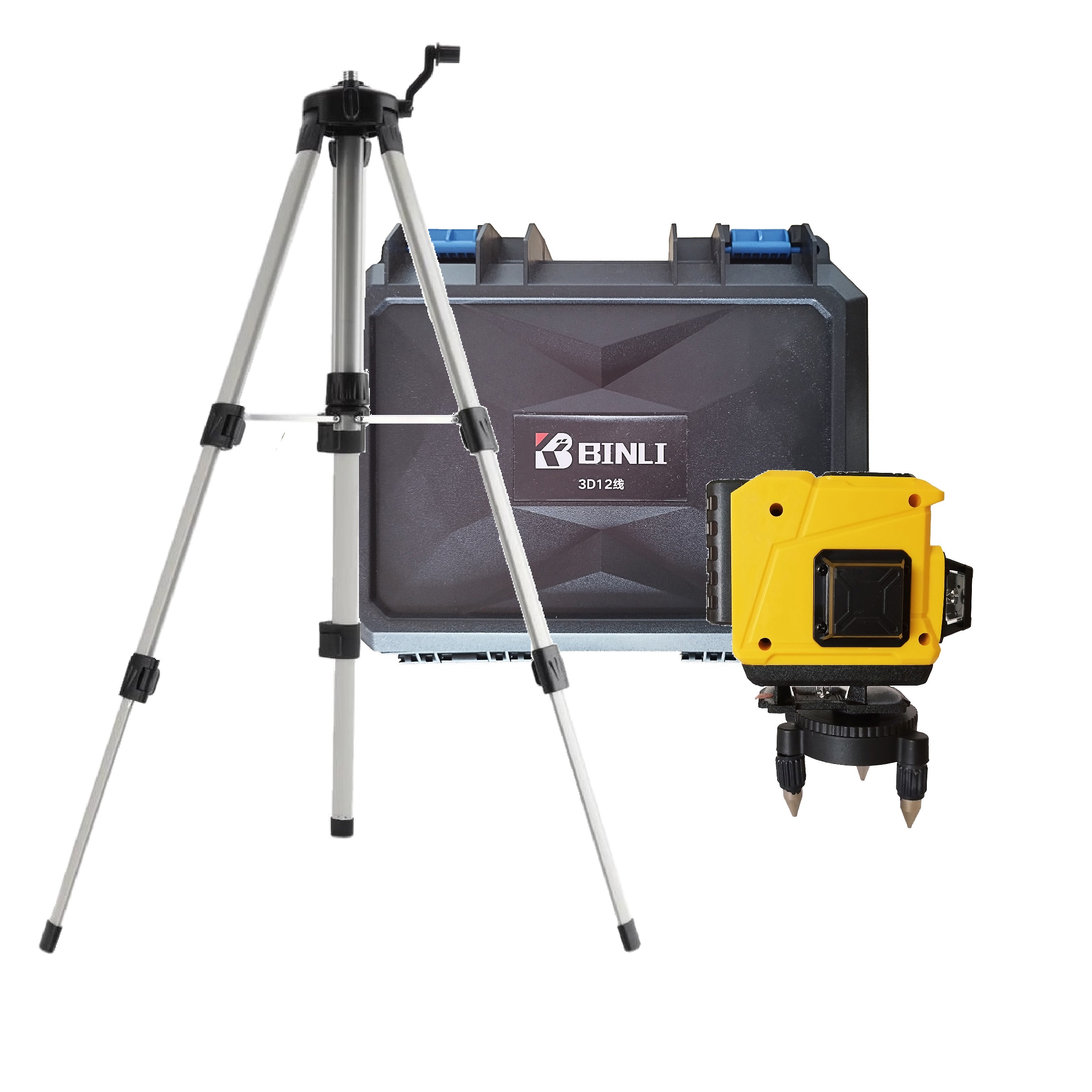 NIVEL DE CONSTRUCCIÓN LASER 12 LÍNEAS 360 HORIZONTAL VERTICAL BINLI BL12 + TRIPODE 1,2M - 1