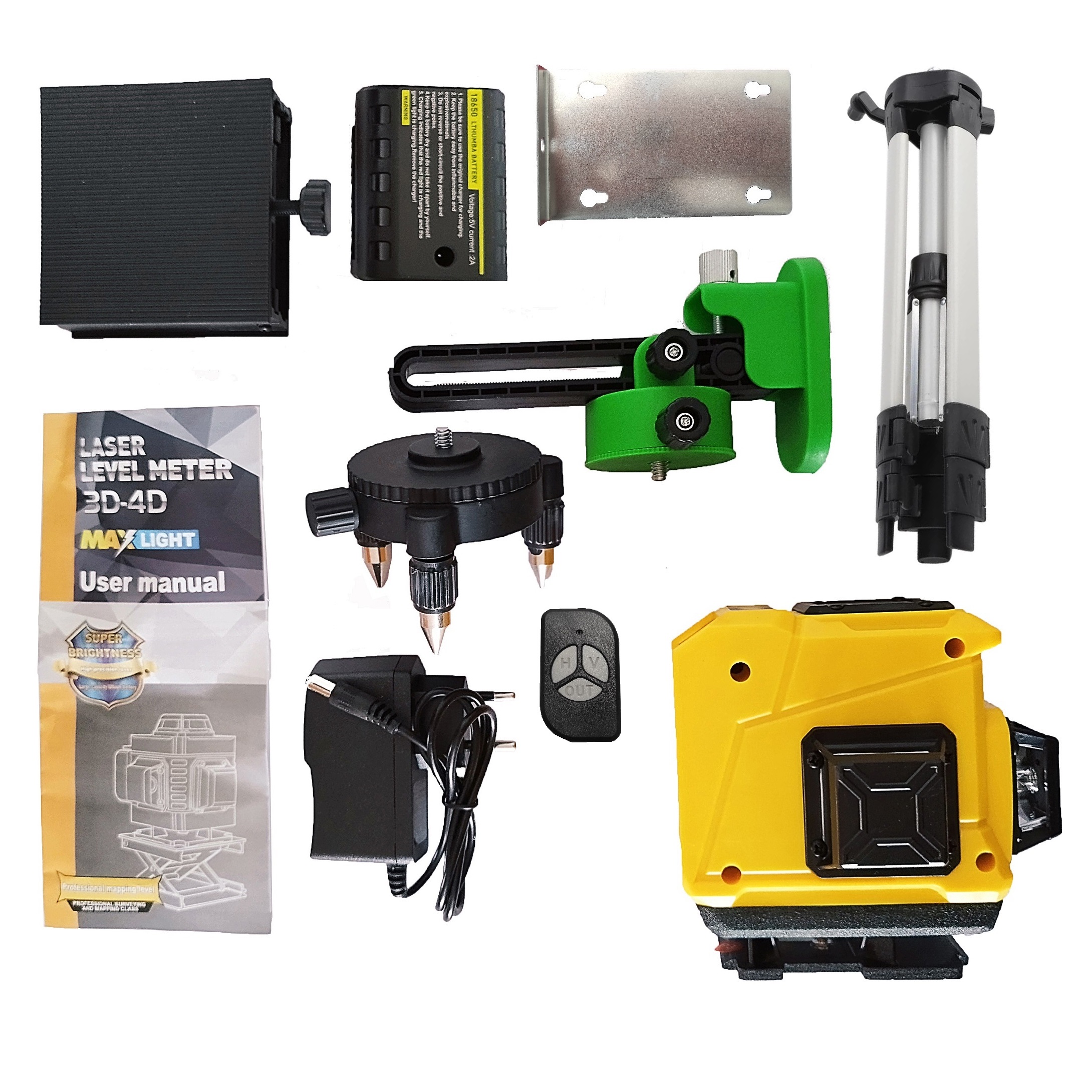 NIVEL DE CONSTRUCCIÓN LASER 12 LÍNEAS 360 HORIZONTAL VERTICAL BINLI BL12 + TRIPODE 1,2M - 5