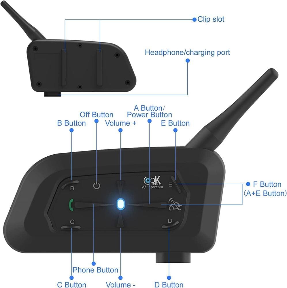 INTERCOMUNICADOR Y MANOS LIBRES BLUETOOTH LOOKEARTH V7 800M - 3