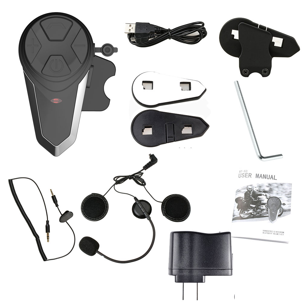 PACK 2 INTERCOMUNICADORES BLUETOOTH BT-S3 PARA CASCO DE MOTO RADIO FM - 4