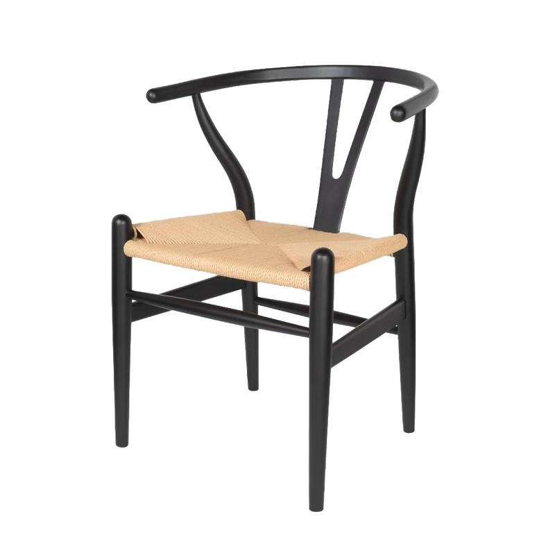 SILLAS CASTLETEC LF9-01 MADERA NATURAL PACK 4 WISHBONE ASIENTO CUERDA - 2