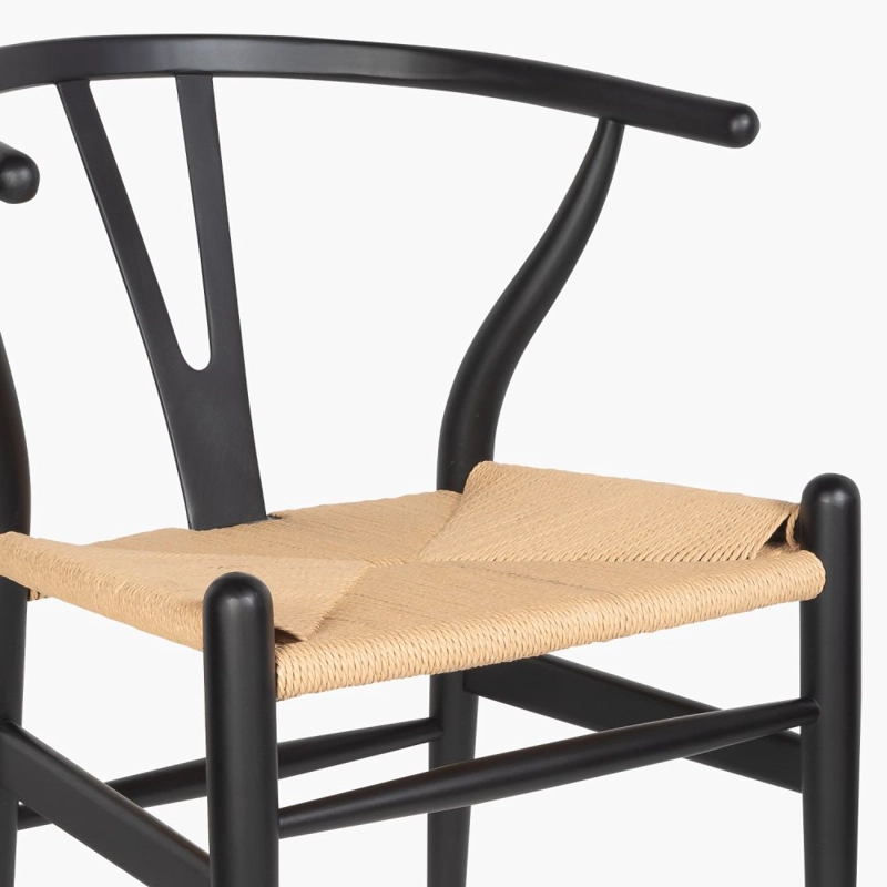SILLAS CASTLETEC LF9-01 MADERA NATURAL PACK 4 WISHBONE ASIENTO CUERDA - 6
