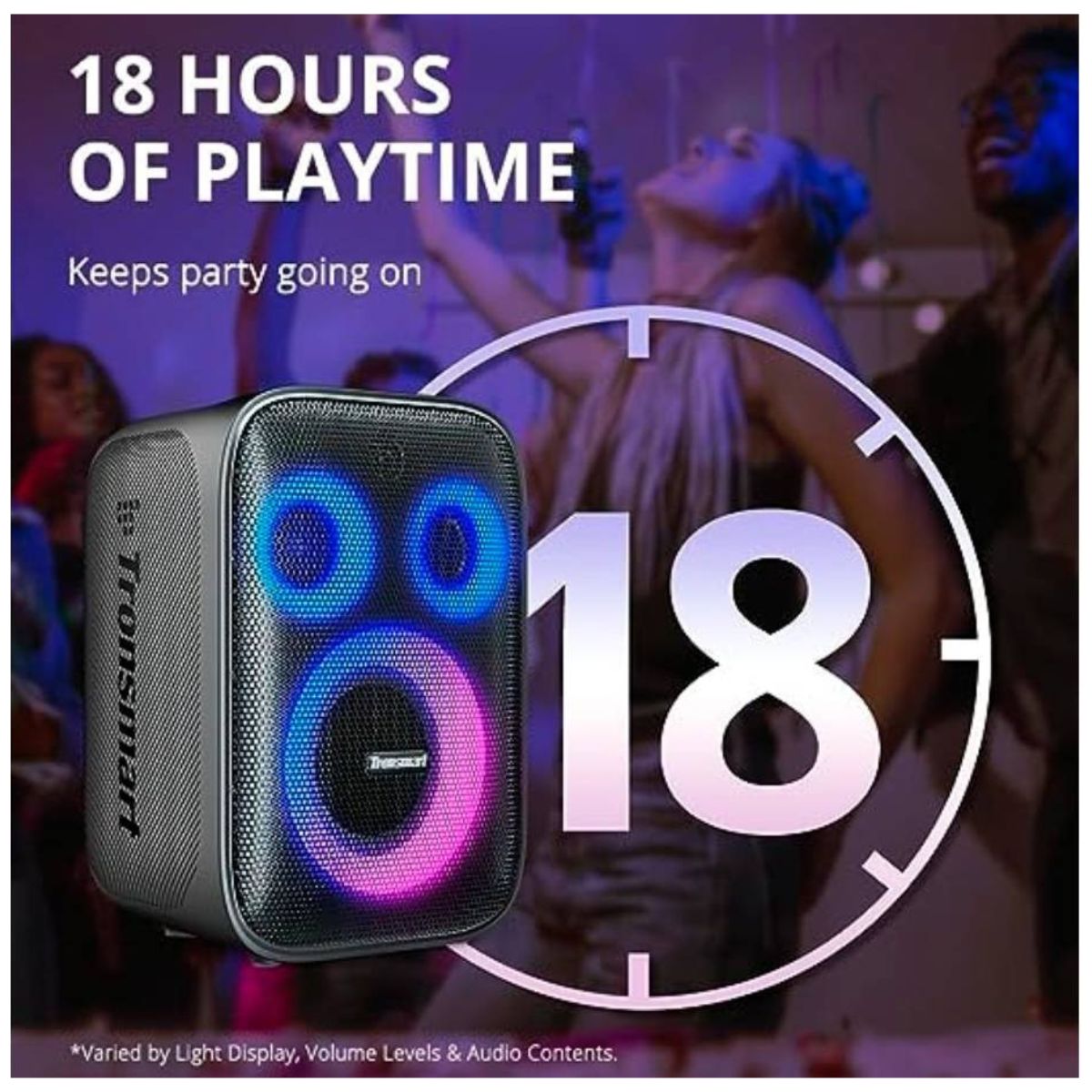 PARLANTE BLUETOOTH KARAOKE TRONSMART HALO 200 120W 15000 MAH CON 1 MICRÓFONO INALÁMBRICO - 8