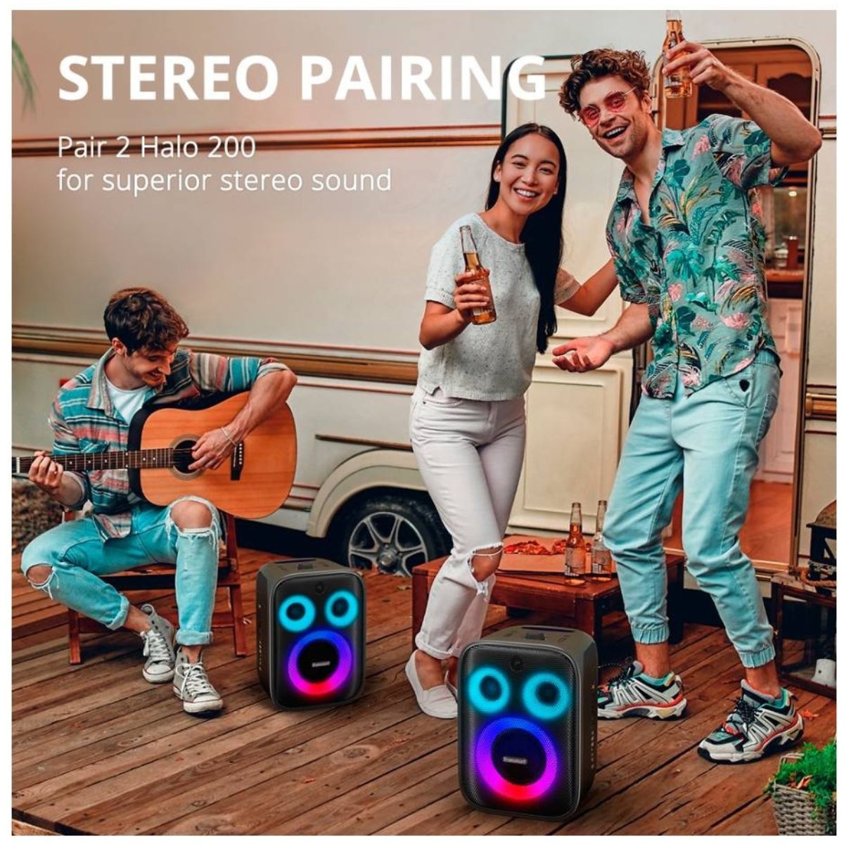 PARLANTE BLUETOOTH TRONSMART KARAOKE HALO 200 120W 15000 MAH CON 2 MICRÓFONOS INALÁMBRICOS - 10