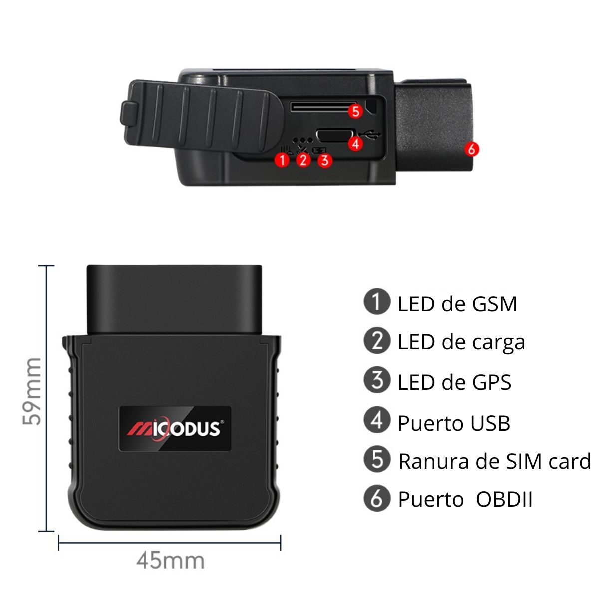 RASTREADOR GPS 4G MICODUS MV55G 4G OBD2 + CONFIGURACIÓN + SIM - 5