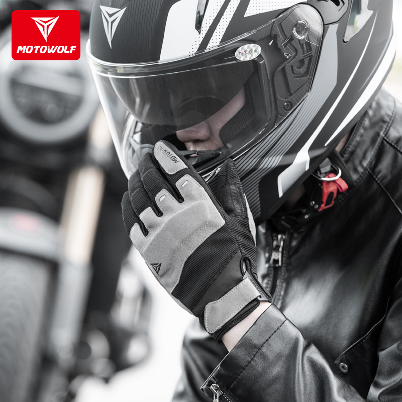 GUANTES PARA MOTOCICLISMO MOTOWOLF 0325 - GRIS - 4