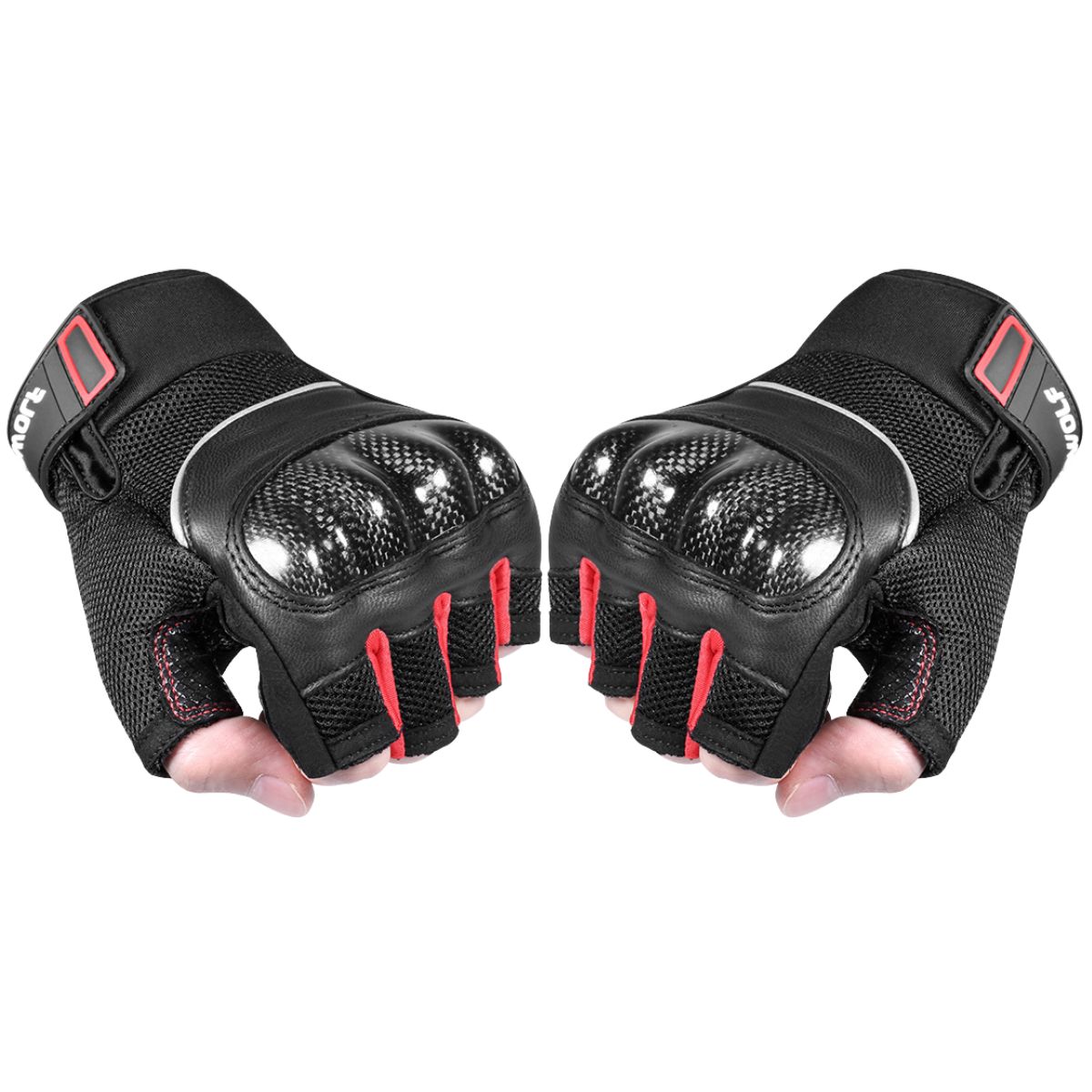 GUANTES MEDIO DEDO PARA MOTO MOTOWOLF 0327 - ROJO - 2