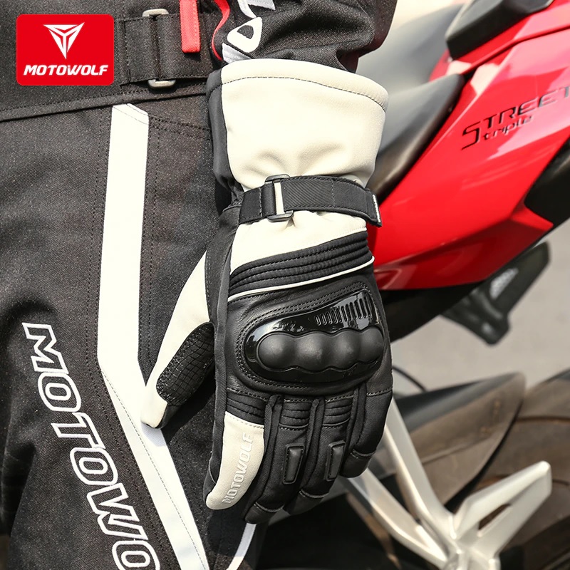 GUANTES PARA MOTOCICLISMO DE INVIERNO MOTOWOLF MDL0318 - NEGRO VERDE - 3