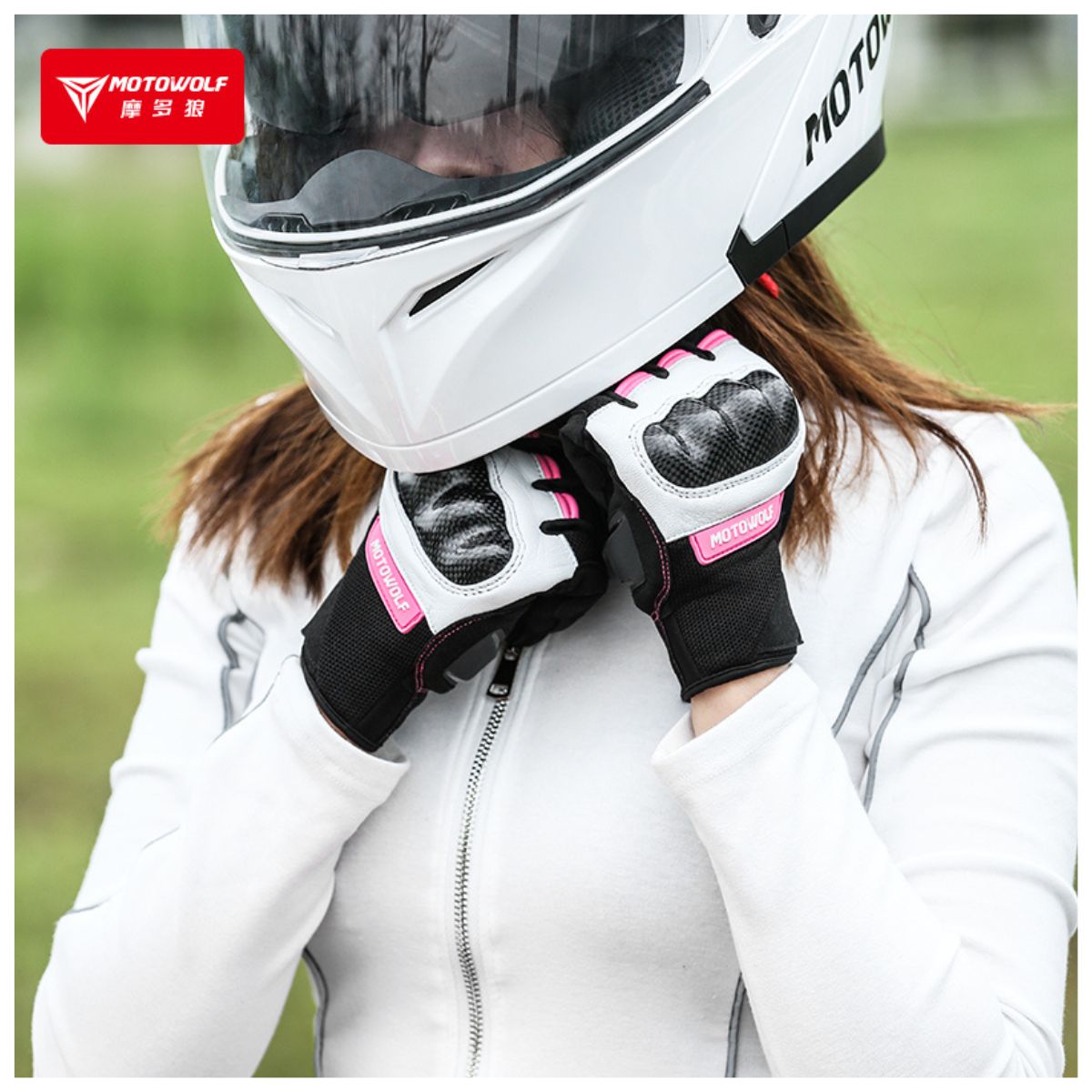 GUANTES DE MUJER PARA MOTOCICLISMO MOTOWOLF 0330 - ROSA - 6
