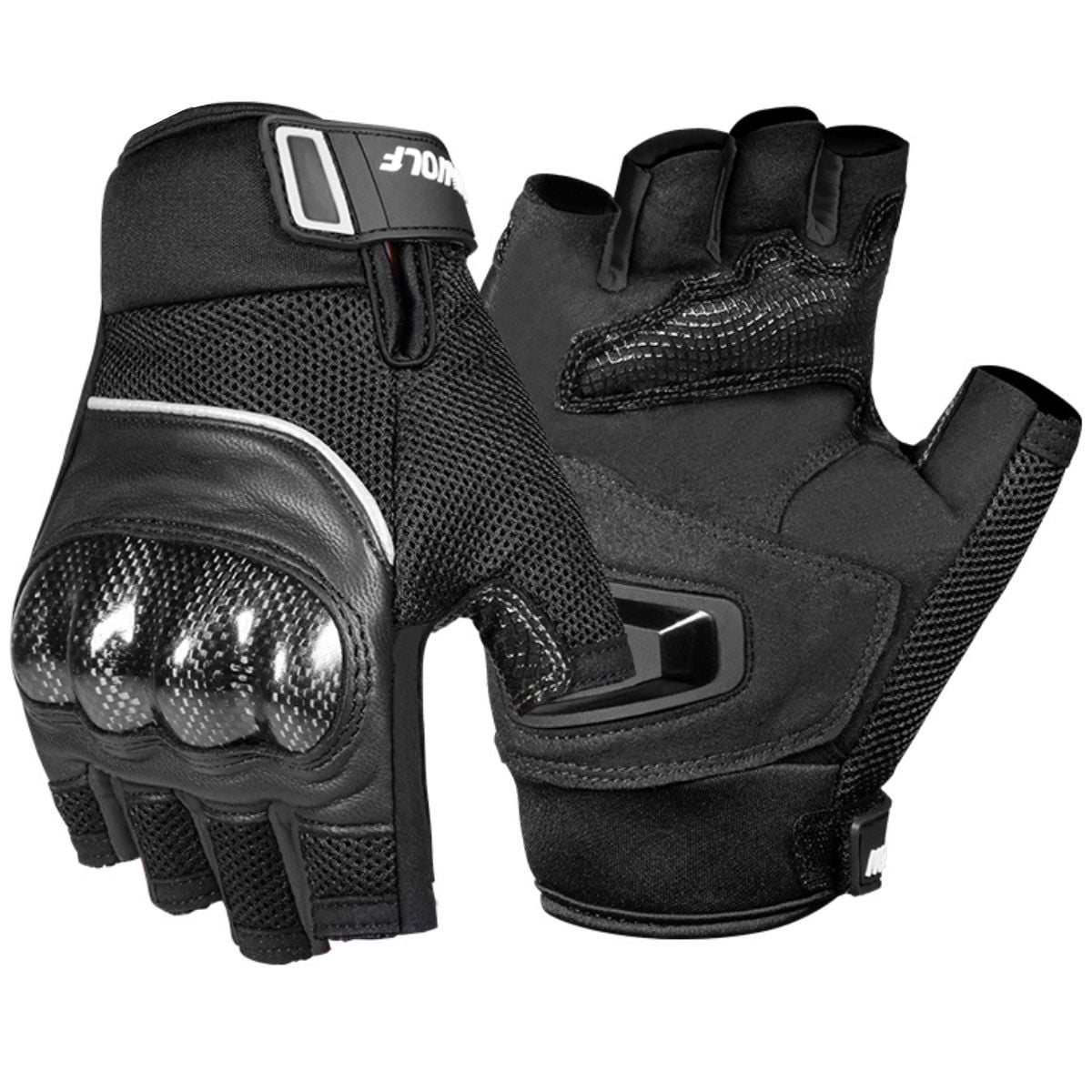 GUANTES MEDIO DEDO PARA MOTO MOTOWOLF 0327 - NEGRO - 1