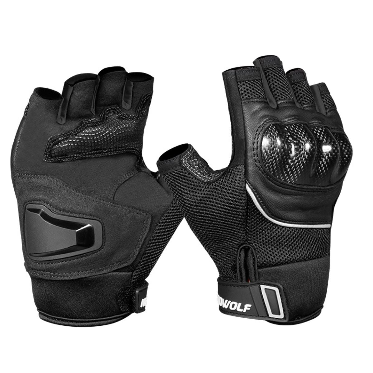 GUANTES MEDIO DEDO PARA MOTO MOTOWOLF 0327 - NEGRO - 2