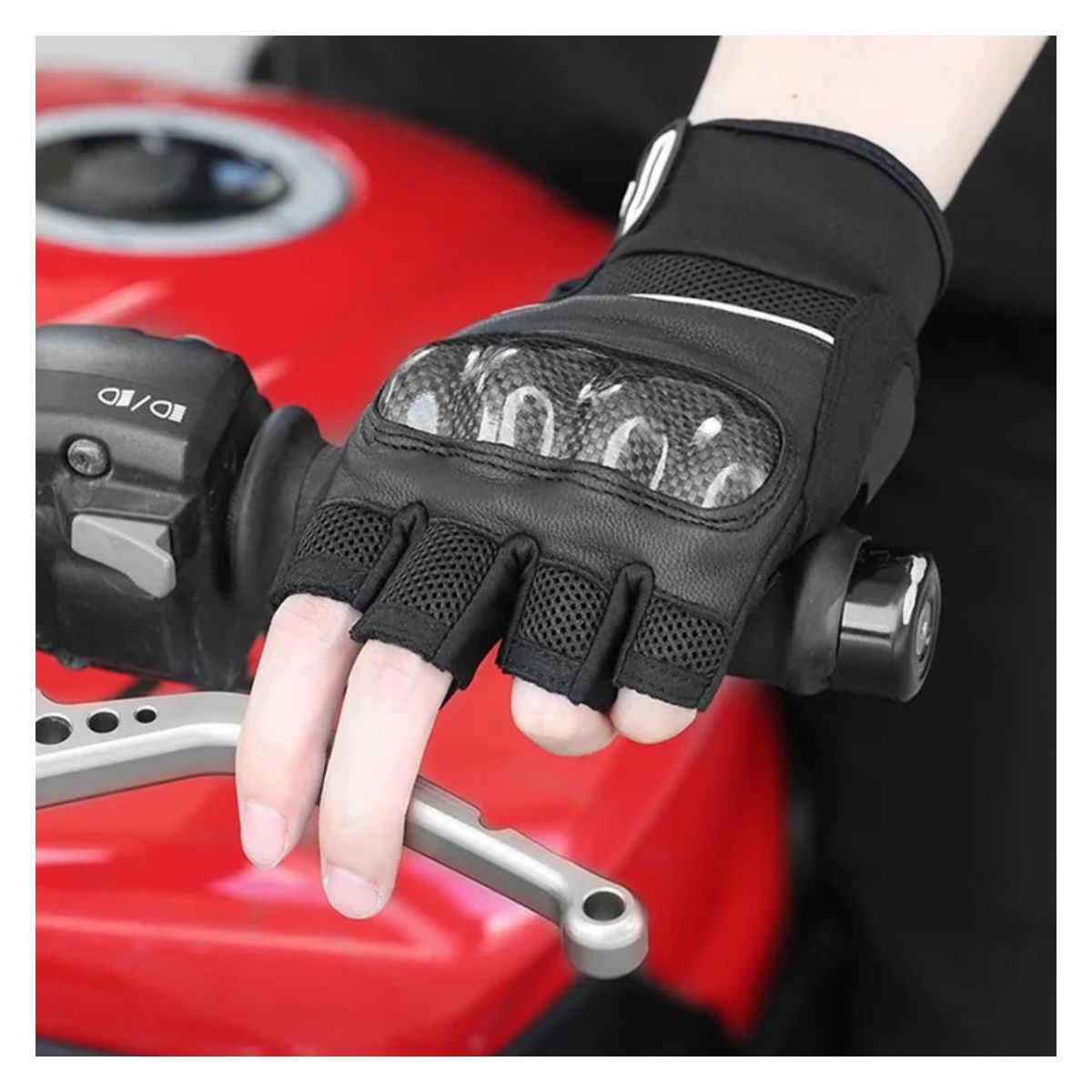 GUANTES MEDIO DEDO PARA MOTO MOTOWOLF 0327 - NEGRO - 4