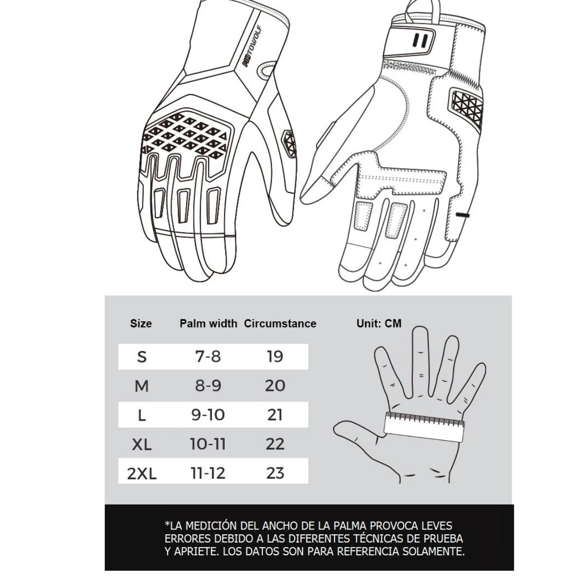 GUANTES PARA MOTOCICLISMO MOTOWOLF 0338 - NEGRO - 6