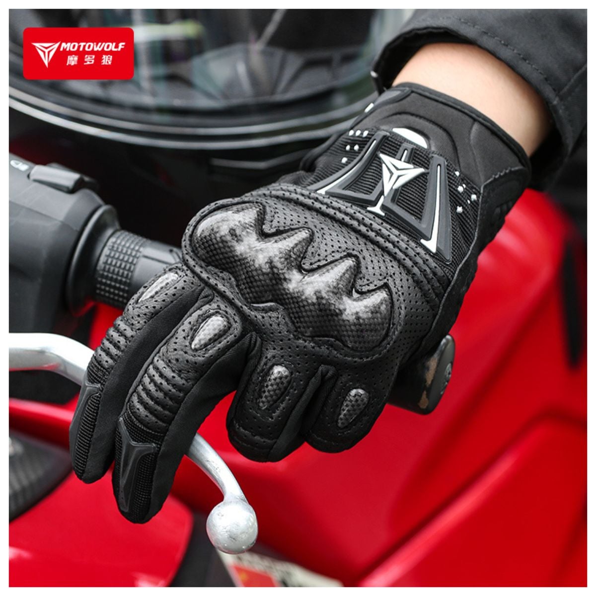 GUANTES DE PARA MOTOCICLISMO MOTOWOLF 0304 - NEGRO - 4