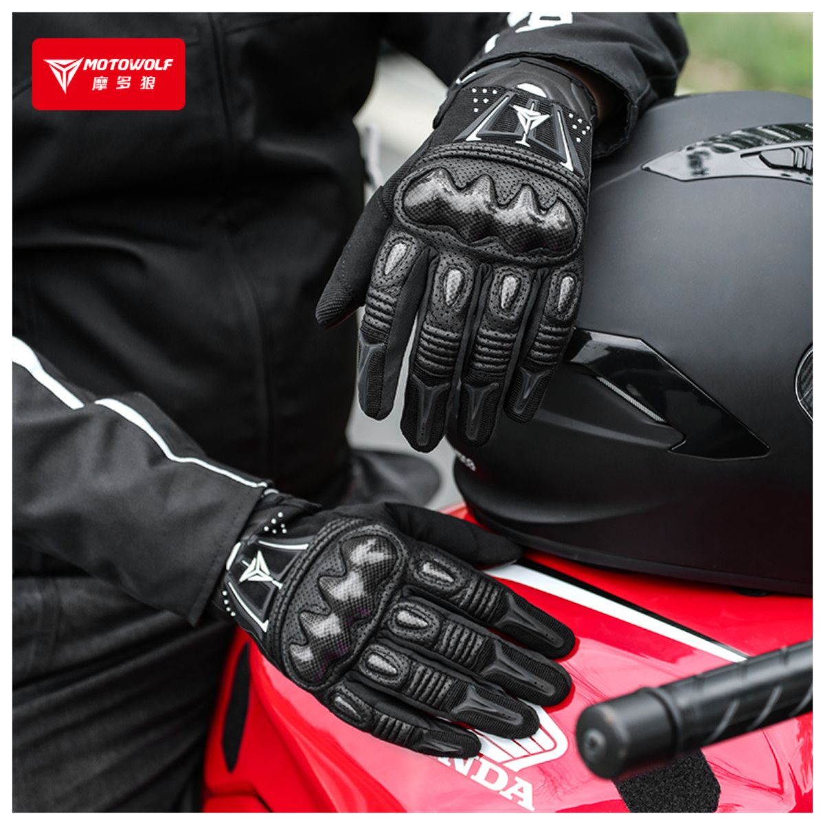 GUANTES DE PARA MOTOCICLISMO MOTOWOLF 0304 - NEGRO - 6