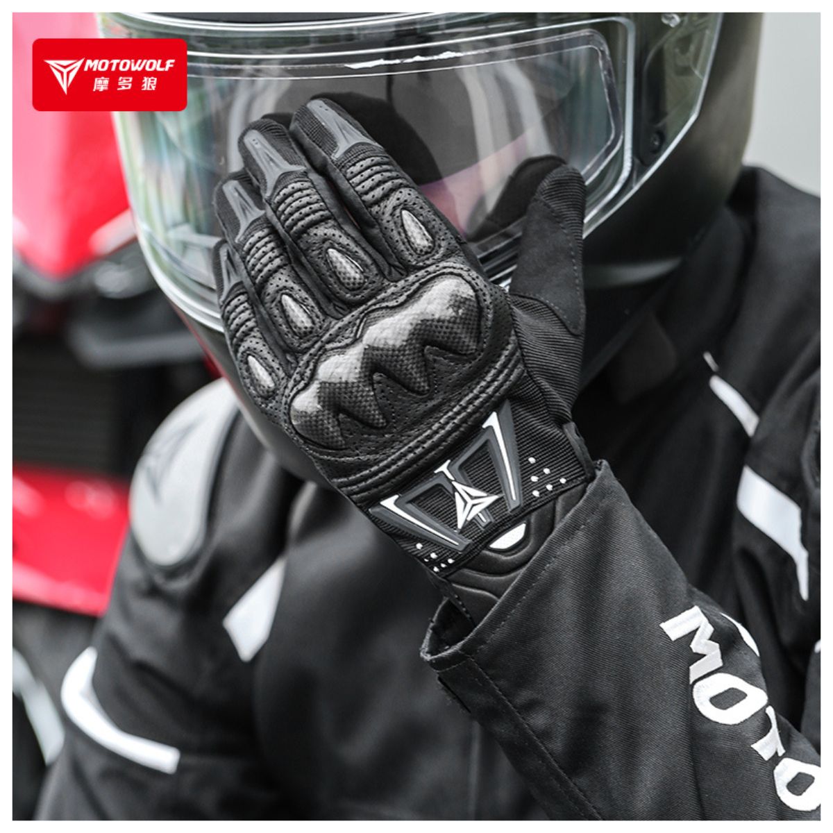 GUANTES DE PARA MOTOCICLISMO MOTOWOLF 0304 - NEGRO - 7