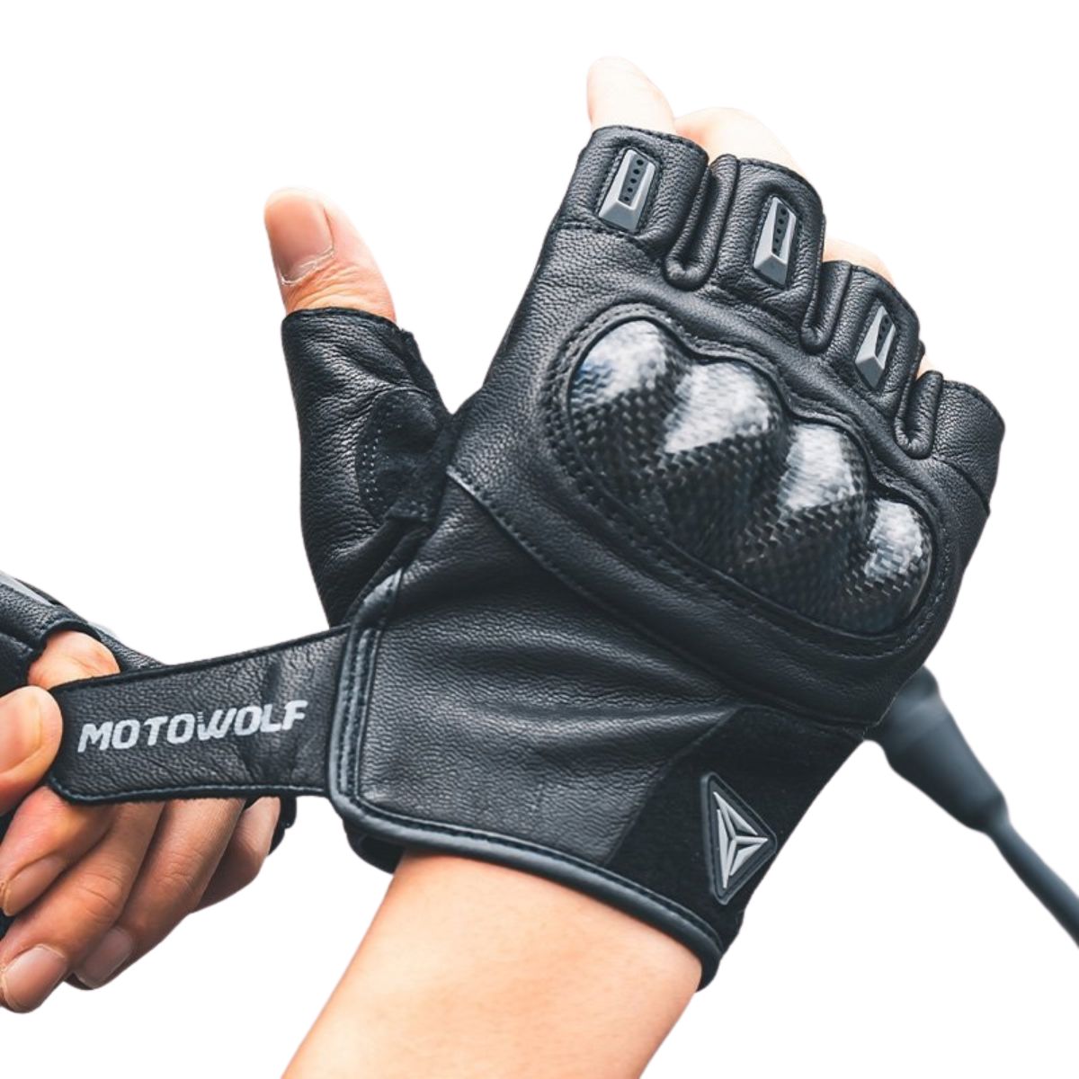 GUANTES MEDIO DEDO PARA MOTO MOTOWOLF 0331 - NEGRO - 5