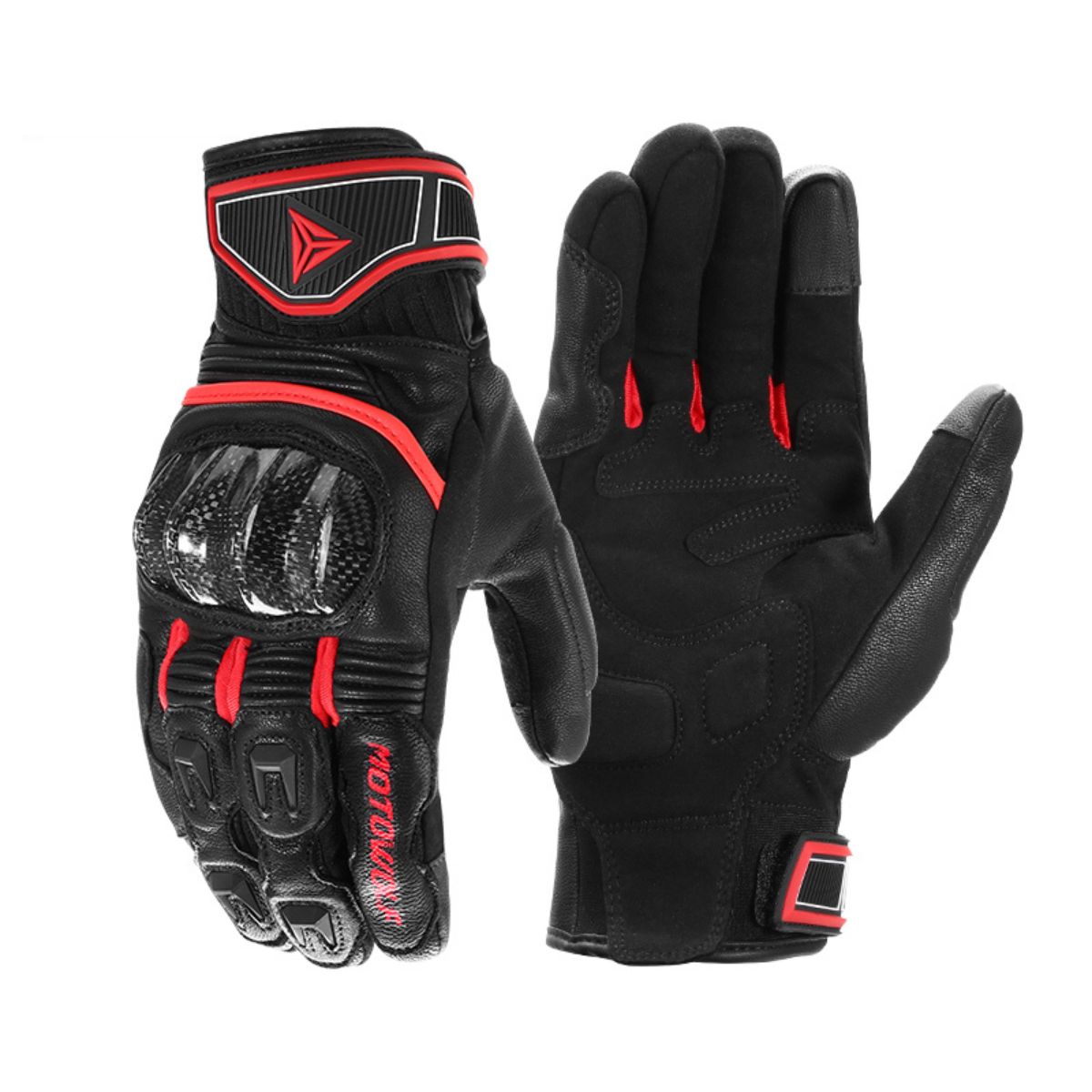 GUANTES DE CUERO PARA MOTO MOTOWOLF 0335 - ROJO - 1