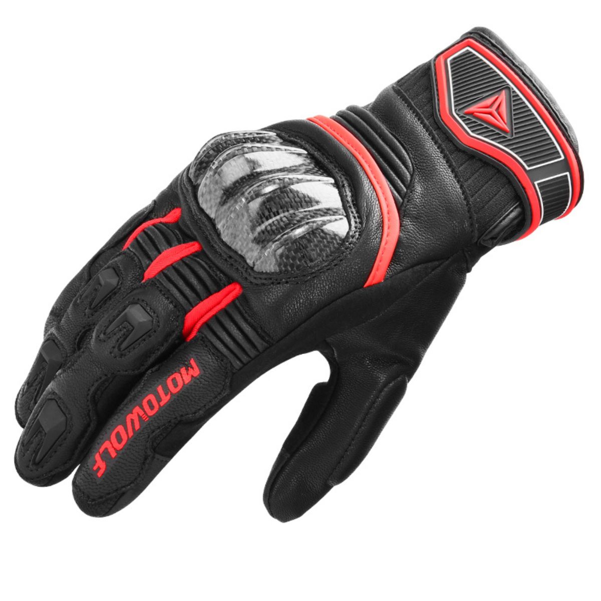 GUANTES DE CUERO PARA MOTO MOTOWOLF 0335 - ROJO - 2