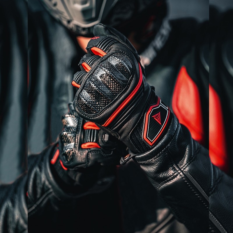GUANTES DE CUERO PARA MOTO MOTOWOLF 0335 - ROJO - 4