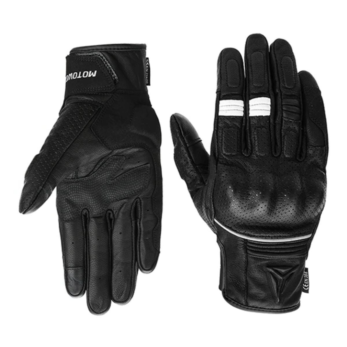 GUANTES PARA MOTOCICLISMO DE CUERO PERFORADO MOTOWOLF MDL0329 - NEGRO - 1