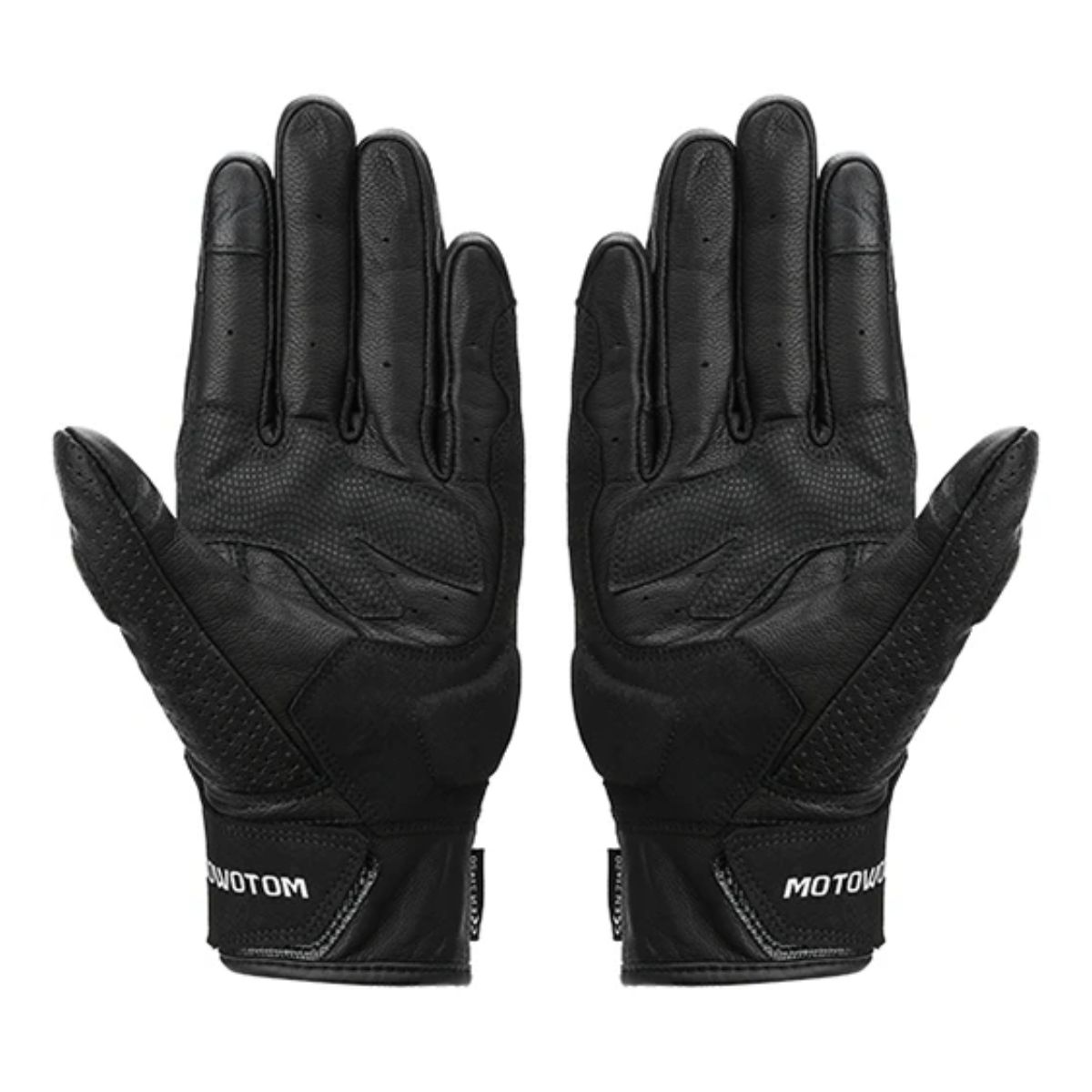 GUANTES PARA MOTOCICLISMO DE CUERO PERFORADO MOTOWOLF MDL0329 - NEGRO - 3