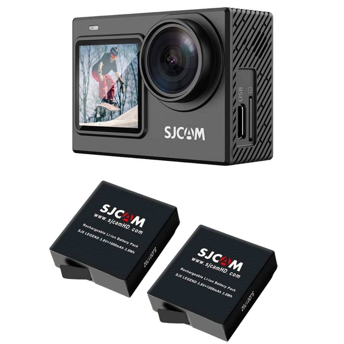 PACK CÁMARA DEPORTIVA SJCAM SJ6 PRO 24MP 4K 60 FPS DOBLE PANTALLA ESTABILIZADOR MÁS 2 BATERÍAS - 2