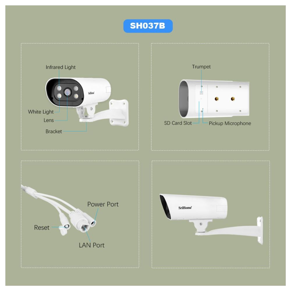 CÁMARA SRIHOME IP POE SH037B 4MP - 5