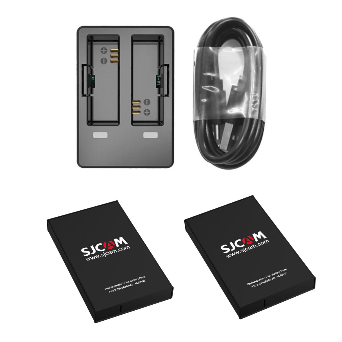 PACK CARGADOR DUAL + 2 BATERÍAS DE CÁMARAS SJCAM A10 Y A20 - 2