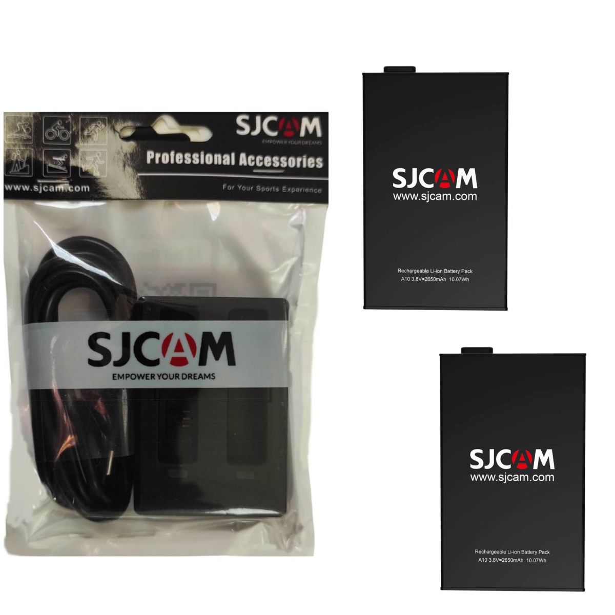PACK CARGADOR DUAL + 2 BATERÍAS DE CÁMARAS SJCAM A10 Y A20 - 5