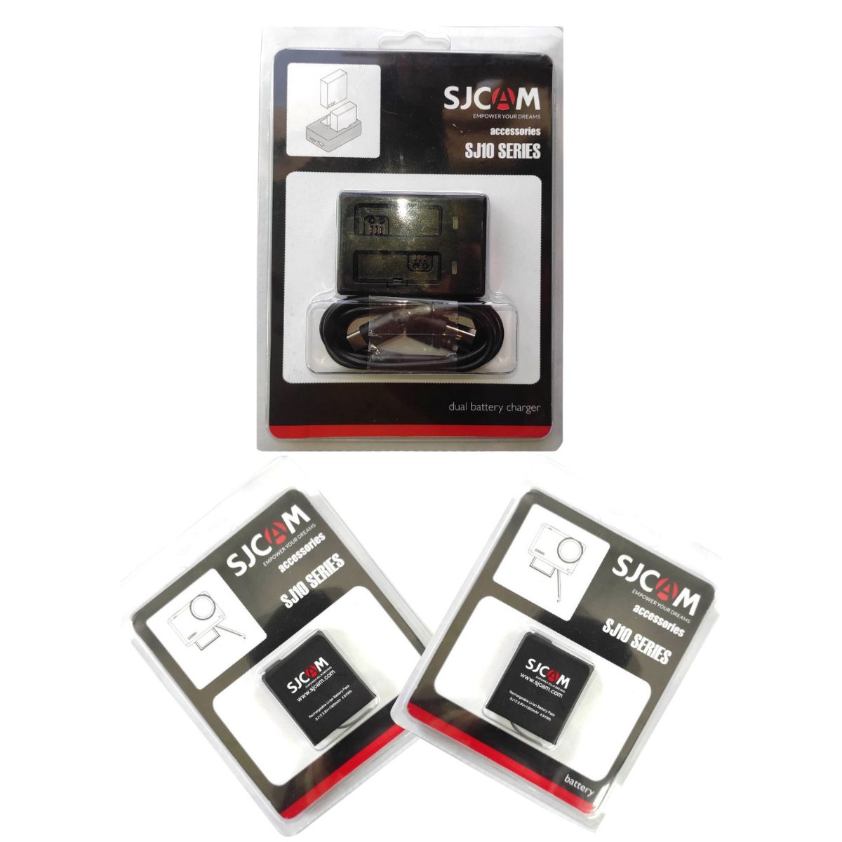 PACK CARGADOR DUAL + 2 BATERÍAS DE CÁMARAS SJCAM SJ10 Y SJ11 - 6