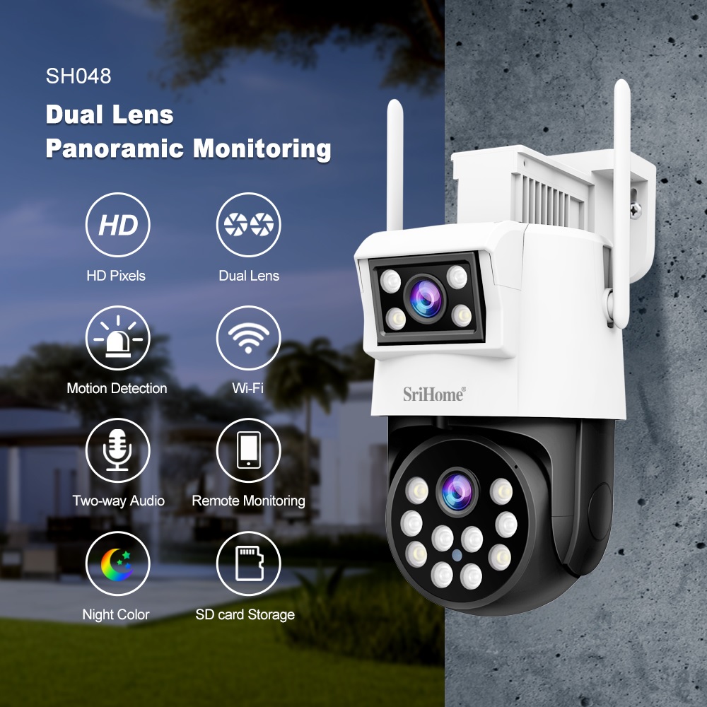 CÁMARA IP SRIHOME SH048 DOBLE LENTE 2MP + 2MP 1080P IP66 - 3
