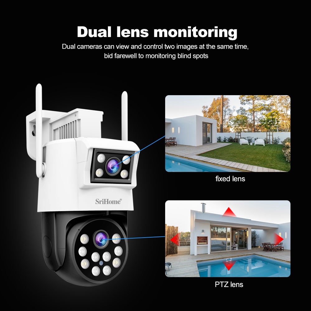 CÁMARA IP SRIHOME SH048 DOBLE LENTE 2MP + 2MP 1080P IP66 - 4