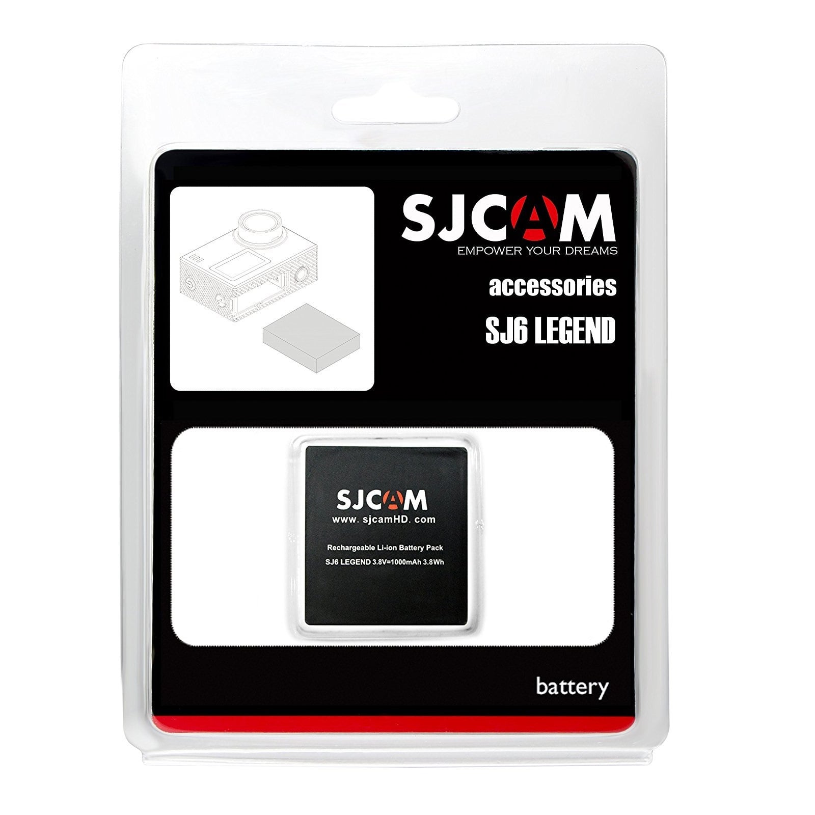 BATERÍA DE LITIO 1000MAH PARA CÁMARA DE ACCION SJCAM SJ6 LEGEND / SJ6 PRO - 5