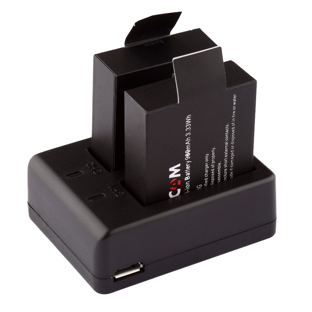 CARGADOR DE BATERÍAS DUAL PARA CÁMARAS DE ACCIÓN + 2 BATERIAS SJCAM 900MAH - 1