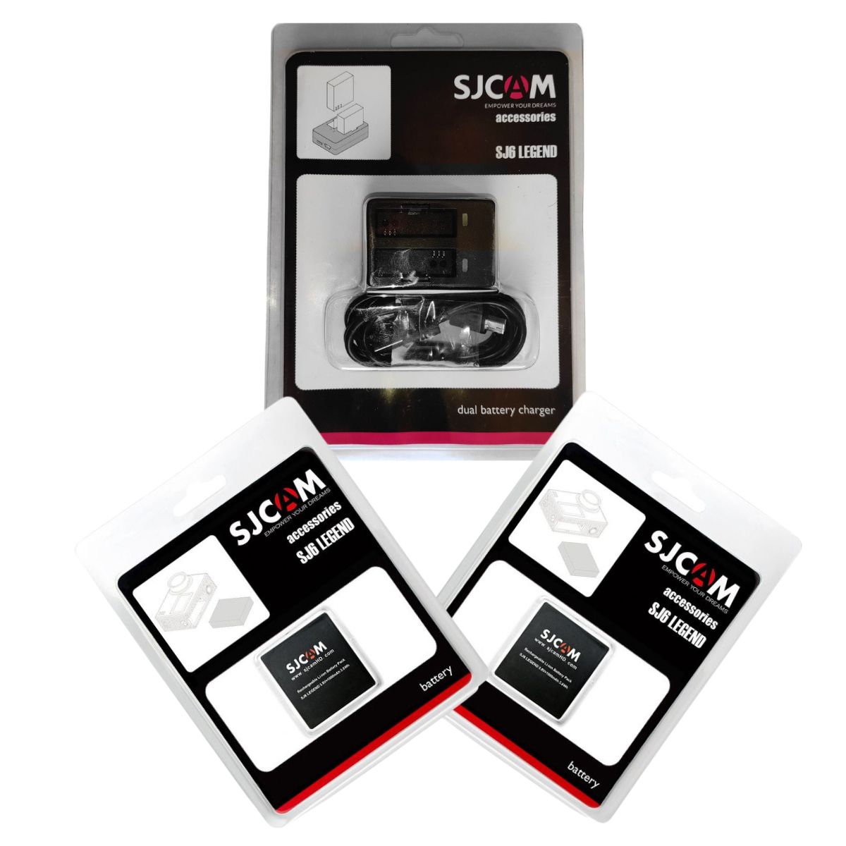 PACK CARGADOR DE BATERÍAS DUAL Y 2 BATERIAS PARA CÁMARAS SJCAM SJ6 LEGEND Y SJ6 PRO - 5