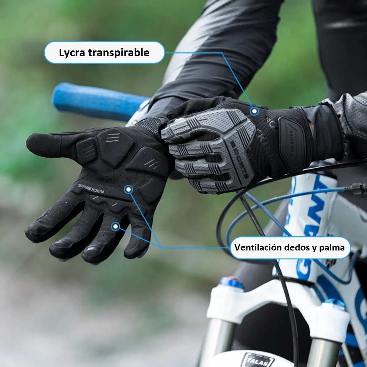 GUANTES ALGODÓN / LYCRA ROCKBROS S210BK CICLISMO MOTOCICLISMO TOUCH - 6
