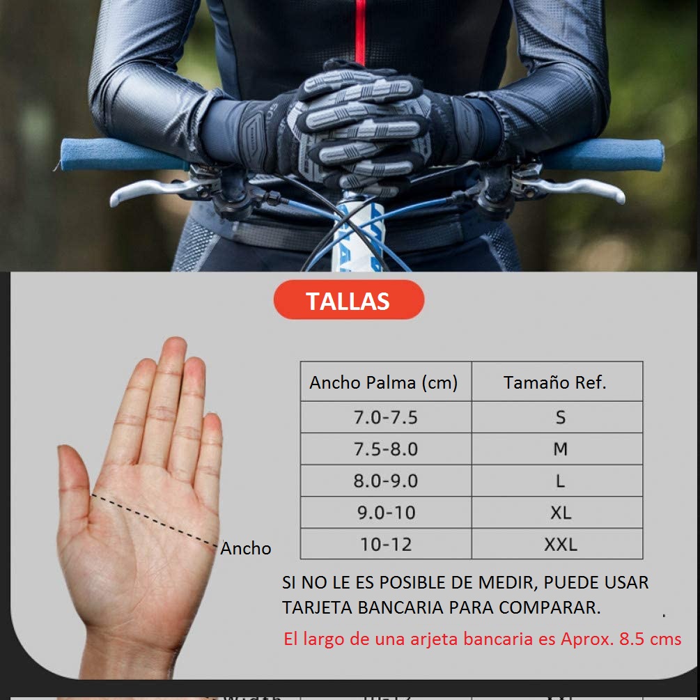 GUANTES ALGODÓN / LYCRA ROCKBROS S210BK CICLISMO MOTOCICLISMO TOUCH - 8