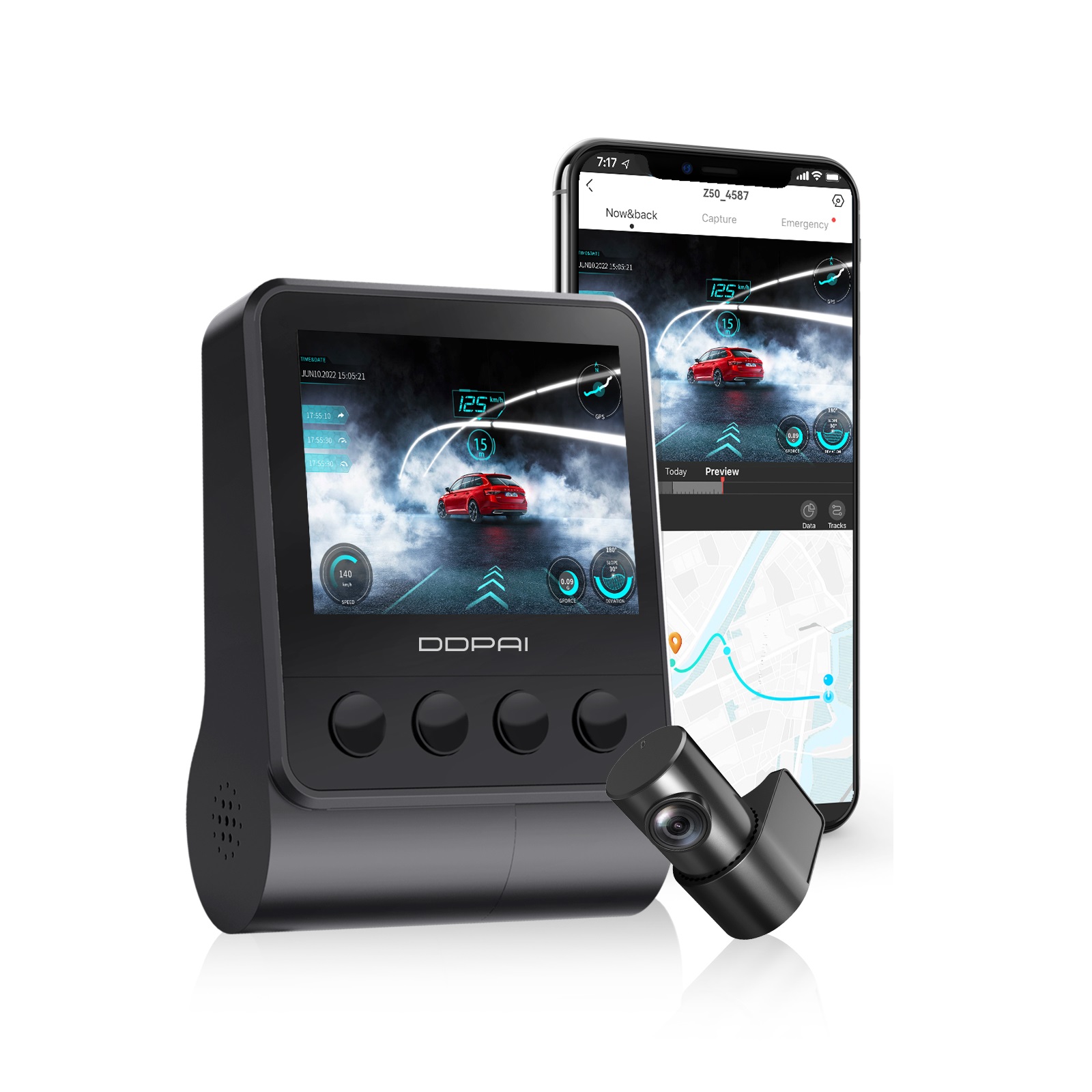 CÁMARA CASTLETEC VEHÍCULO DUAL 4K GPS ADAS DASHCAM DDPAI Z50 DASH CAM - 3