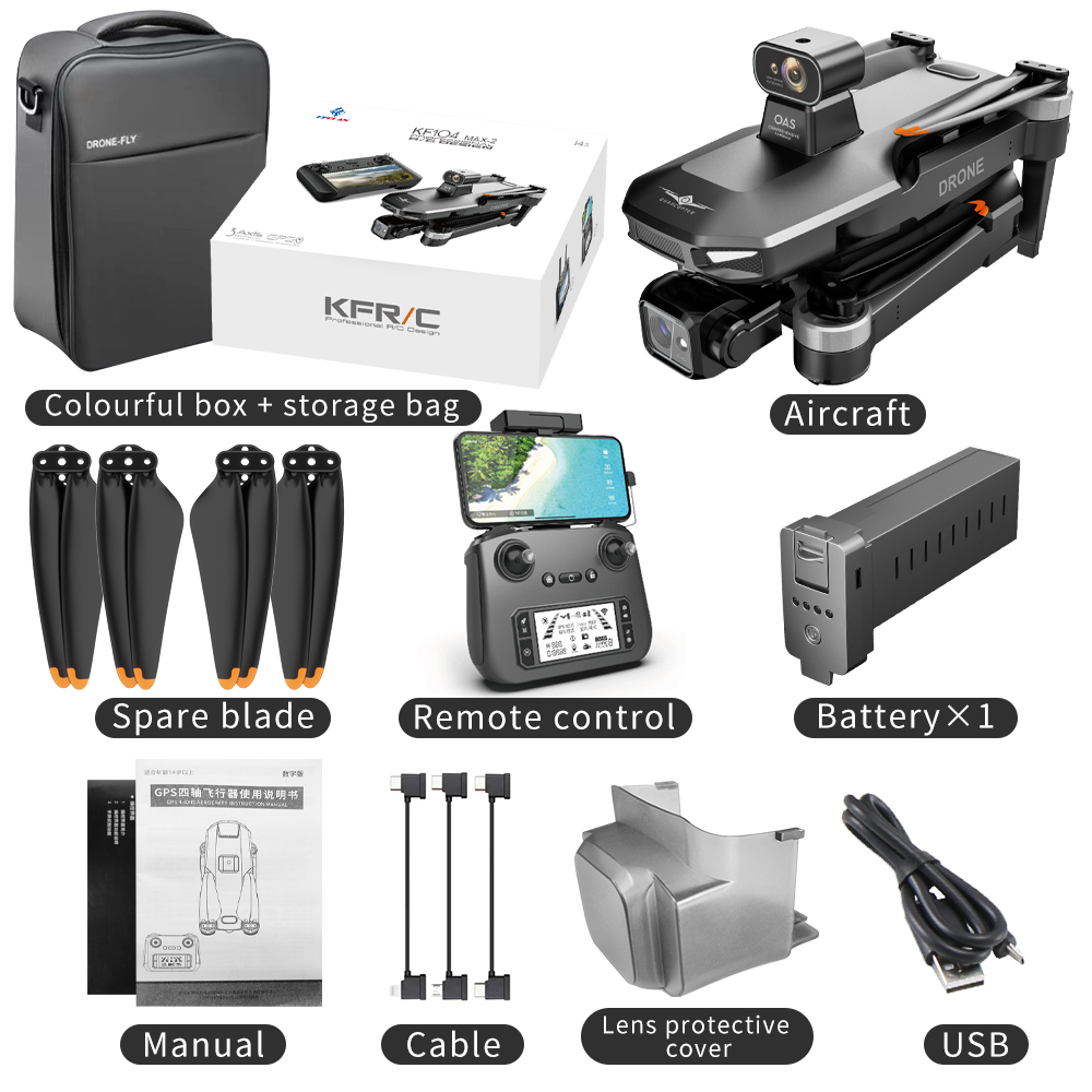 DRONE CASTLETEC KF104 MAX2 EVASIÓN OBSTÁCULOS GIMBAL GPS WIFI 5G 4K 6KM 3900MAH - 2