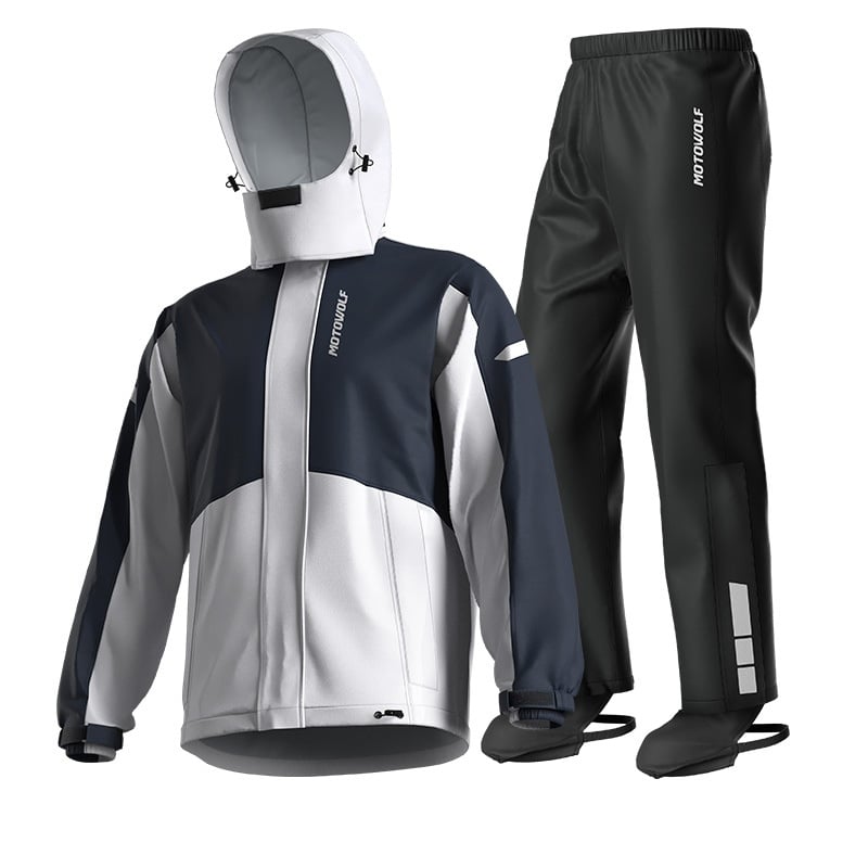 TRAJE IMPERMEABLE MOTO HOMBRE MOTOWOLF 0405 190T REFLECTANTE CIERRE SELLADO CON CAPUCHA - 1