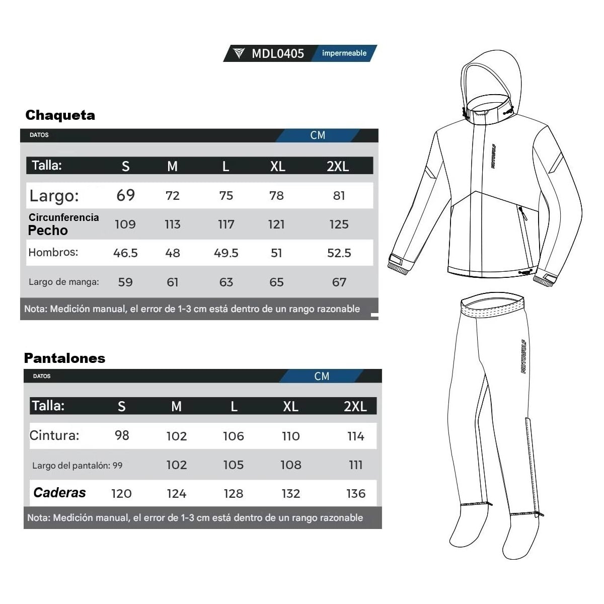 TRAJE IMPERMEABLE MOTO HOMBRE MOTOWOLF 0405 190T REFLECTANTE CIERRE SELLADO CON CAPUCHA - 3