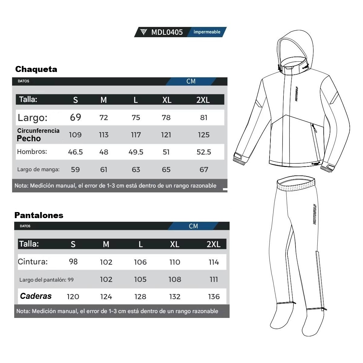 TRAJE IMPERMEABLE MOTO HOMBRE MOTOWOLF 0405 190T REFLECTANTE CIERRE SELLADO CON CAPUCHA - 8